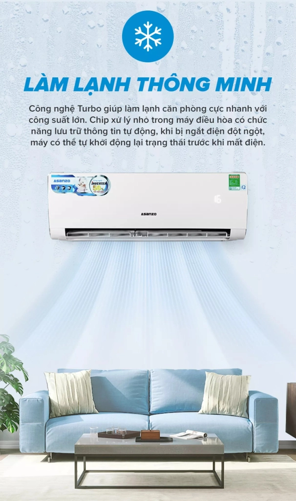 Máy lạnh ASANZO Inverter 1 HP K09-N66 Gas 410